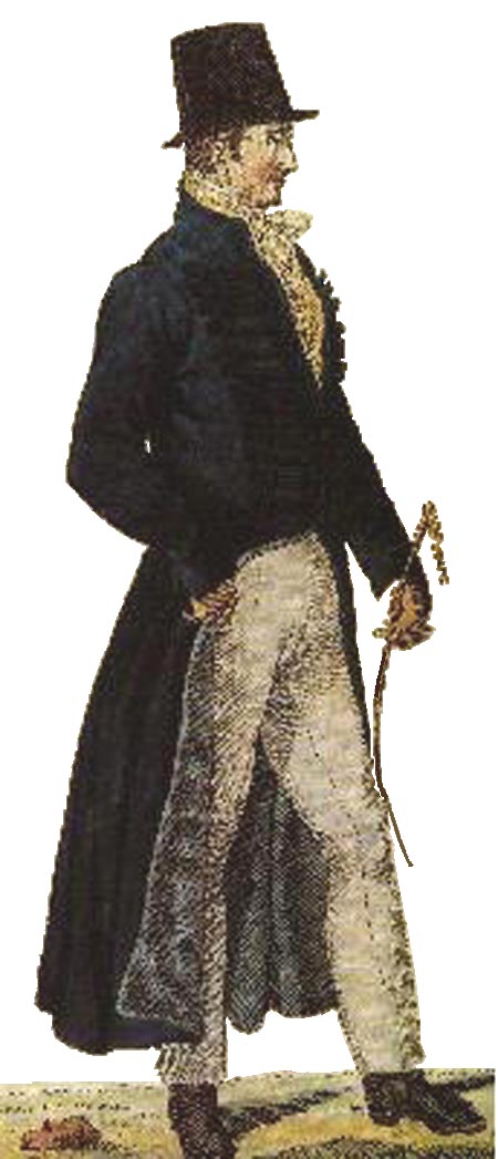 d1807 greatcoat (not cutaway) tight trousers side seem